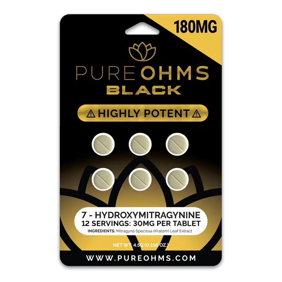 pureohms black 7 oh tablets (180mg 6 count)
